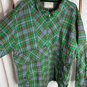Free People Large Plaid Pullover.